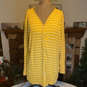 Lucky & Blessed Mustard and White Knit Cardigan